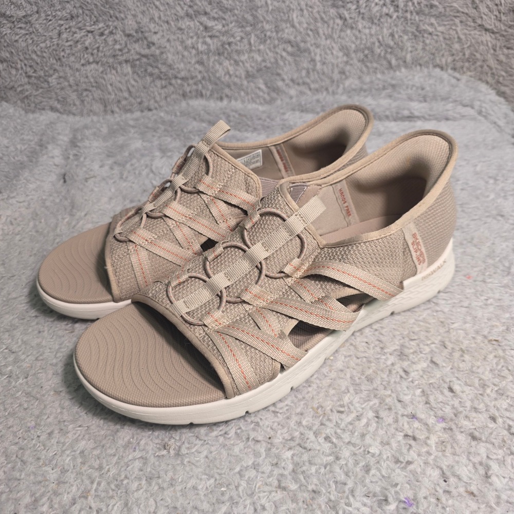 Skechers Slip-ins On-the-GO Hands Free GO Walk Flex Sandals Tan 11 NEW